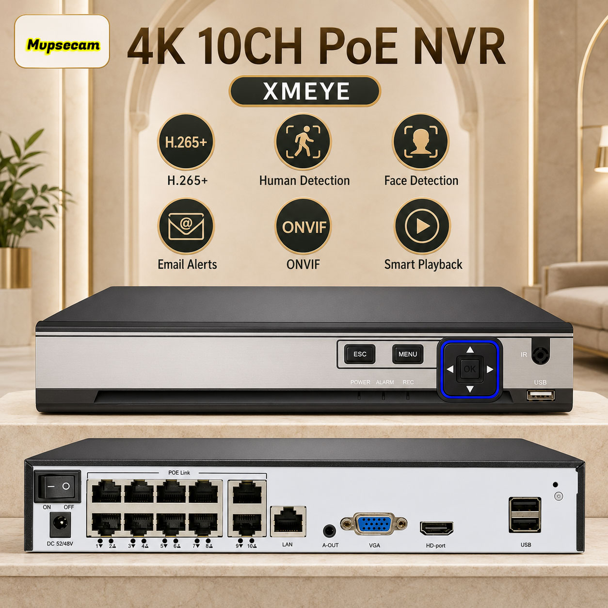 POE NVR XMEYE 10CH 8 Channel 4 - Security Ip Camera ulasan dan harga
