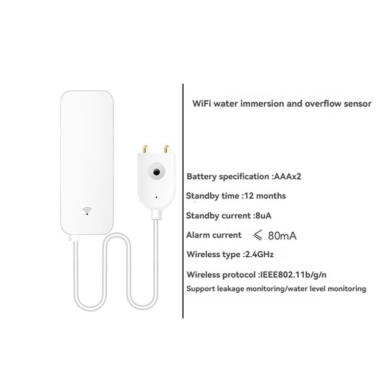 DTEN-Tuya, Sensor Kebocoran Ai - Wifi Water Leak Detector ulasan dan harga