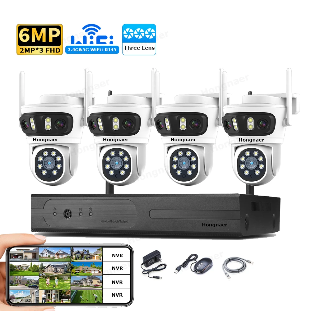 2026 Hongnaer 6MP 4CH 3 Lensa  - Security Ip Camera ulasan dan harga