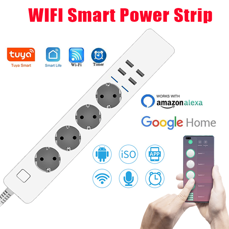 Strip Daya Pintar WIFI 4 Stopk - Smart Power Strip ulasan dan harga