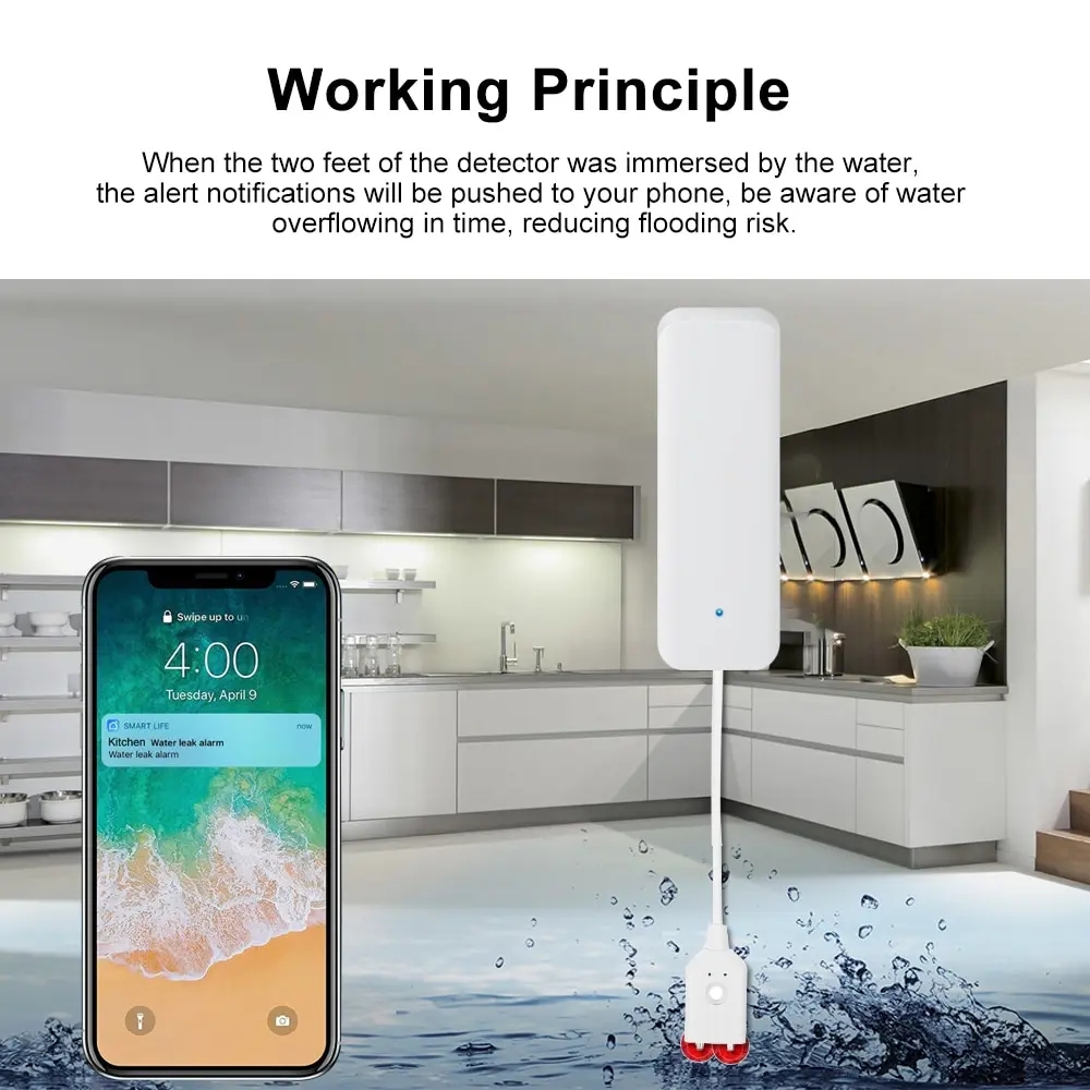 Tuya Remote Monitor Sensor keb - Wifi Water Leak Detector ulasan dan harga